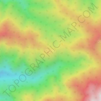 Topografisk kort Popaya, højde, terræn