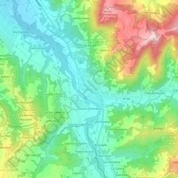 Topografisk kort Godiasco, højde, terræn