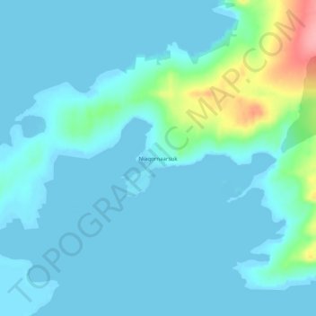 Topografisk kort Niaqornaarsuk, højde, terræn