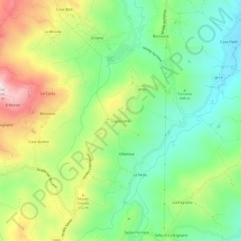 Topografisk kort Lupazzano, højde, terræn