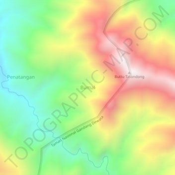 Topografisk kort Bumal, højde, terræn