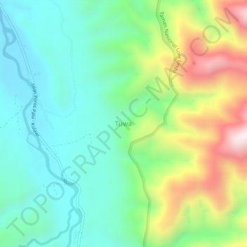 Topografisk kort Tuwa, højde, terræn