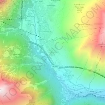 Topografisk kort Verrand, højde, terræn
