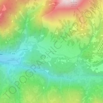 Topografisk kort Bellamonte, højde, terræn