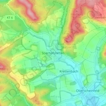 Topografisk kort Stierhöfstetten, højde, terræn
