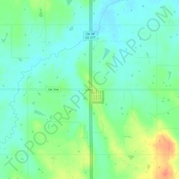 Topografisk kort Little, højde, terræn
