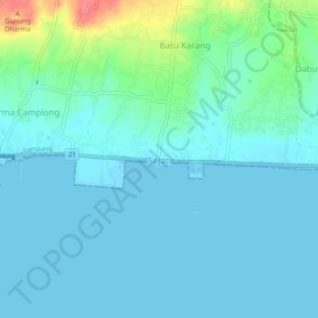 Topografisk kort Sejati, højde, terræn