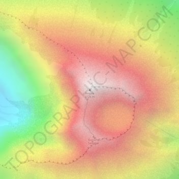 Topografisk kort Rinjani Peak, højde, terræn