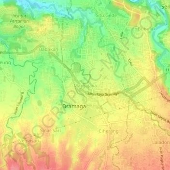 Topografisk kort Margajaya, højde, terræn