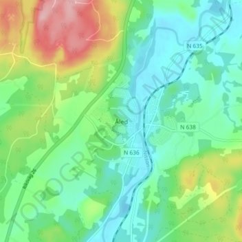 Topografisk kort Åled, højde, terræn