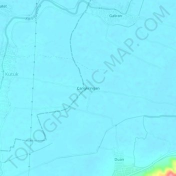 Topografisk kort Cangkringan, højde, terræn