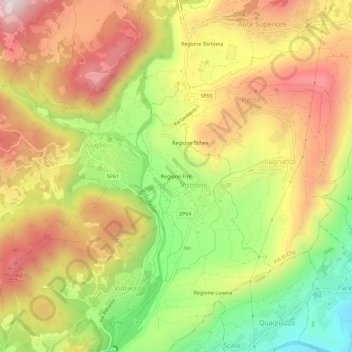 Topografisk kort Regione Firè, højde, terræn