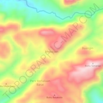Topografisk kort Mehalaan, højde, terræn
