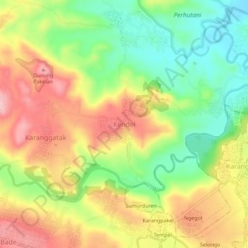 Topografisk kort Kendel, højde, terræn