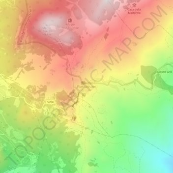 Topografisk kort Pietransieri, højde, terræn