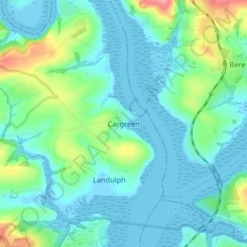 Topografisk kort Cargreen, højde, terræn