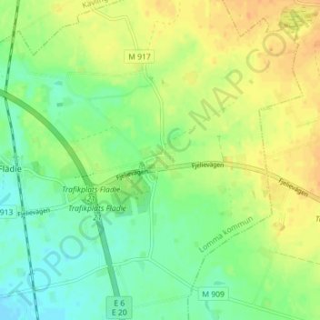 Topografisk kort Fjelie, højde, terræn