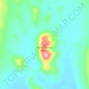 Topografisk kort Cerro Bonete, højde, terræn