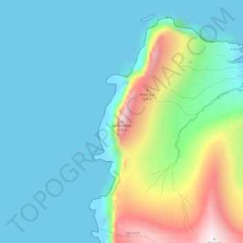 Topografisk kort Snubburnar, højde, terræn