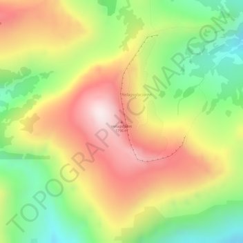 Topografisk kort Helagsfjället, højde, terræn