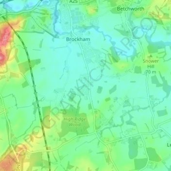 Topografisk kort Strood Green, højde, terræn