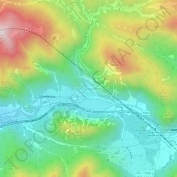 Topografisk kort Ugovizza, højde, terræn
