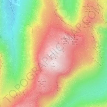 Topografisk kort Glaramara, højde, terræn