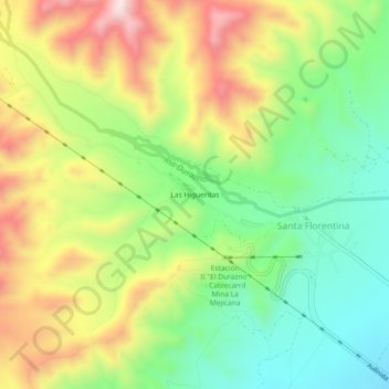 Topografisk kort Las Higueritas, højde, terræn