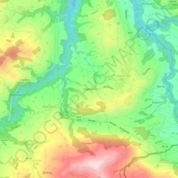 Topografisk kort Hagtobel, højde, terræn