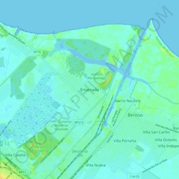 Topografisk kort Ensenada, højde, terræn