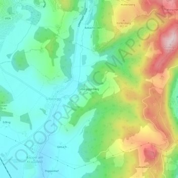 Topografisk kort Silbereggerberg, højde, terræn