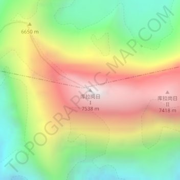 Topografisk kort 库拉岗日 I, højde, terræn