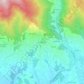 Topografisk kort San Gennaro, højde, terræn