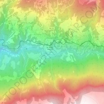 Topografisk kort Molinis, højde, terræn