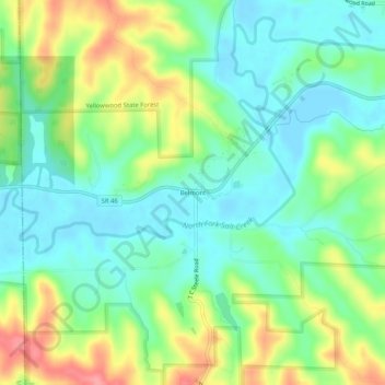 Topografisk kort Belmont, højde, terræn