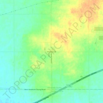 Topografisk kort Hazelwood, højde, terræn