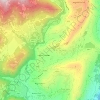 Topografisk kort Cavalice, højde, terræn