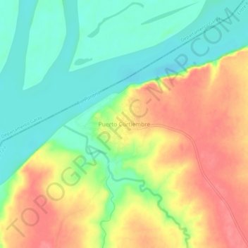 Topografisk kort Puerto Curtiembre, højde, terræn
