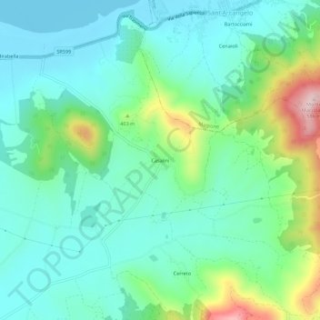 Topografisk kort Casalini, højde, terræn