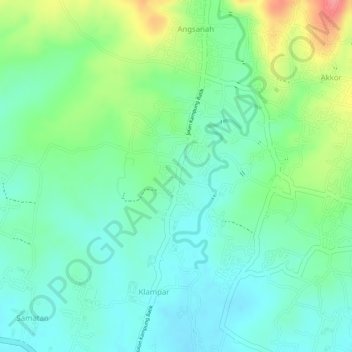 Topografisk kort Kampung Batik Klampar, højde, terræn