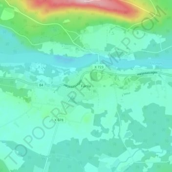 Topografisk kort Färila, højde, terræn