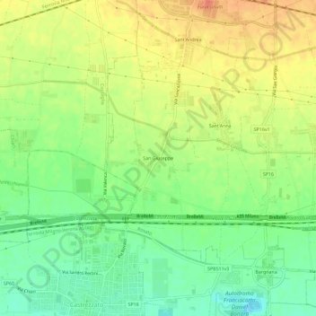 Topografisk kort San Giuseppe, højde, terræn