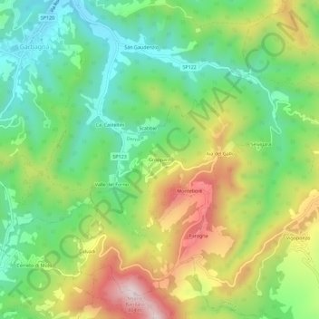 Topografisk kort Gropparo, højde, terræn