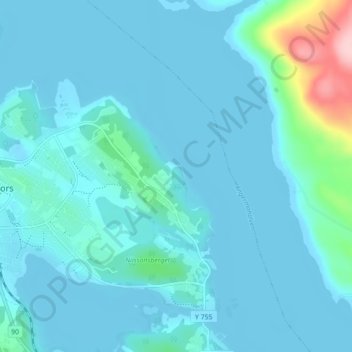 Topografisk kort Kolbacken, højde, terræn