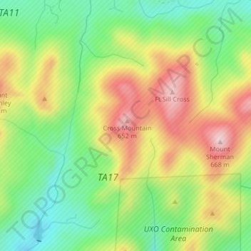 Topografisk kort Cross Mountain, højde, terræn