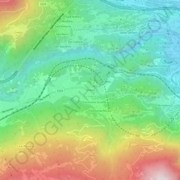 Topografisk kort Mollare, højde, terræn