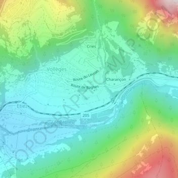 Topografisk kort Les Posettes, højde, terræn