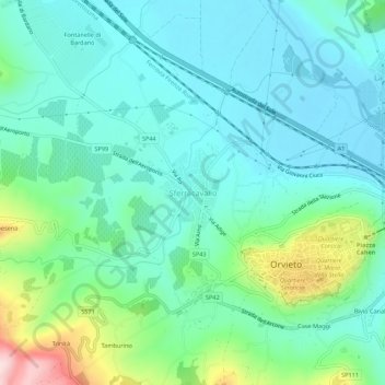 Topografisk kort Sferracavallo, højde, terræn