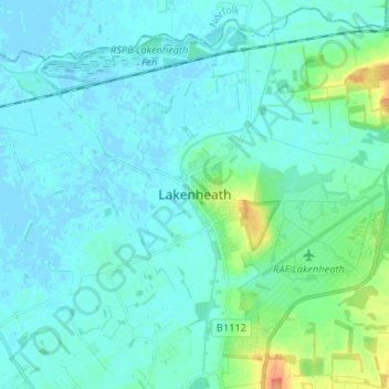 Topografisk kort Lakenheath, højde, terræn