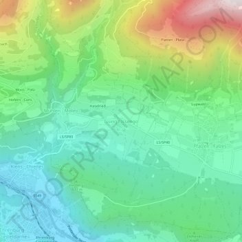 Topografisk kort Issing - Issengo, højde, terræn